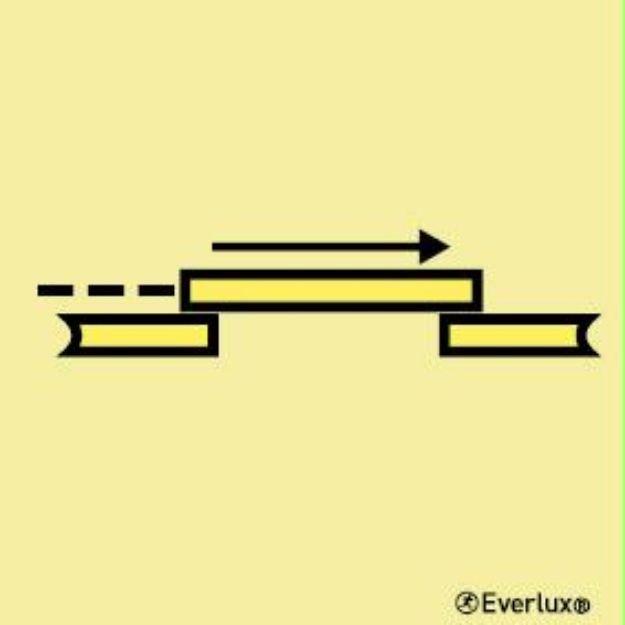 Safety sign, photoluminescent vinyl, B class slidi